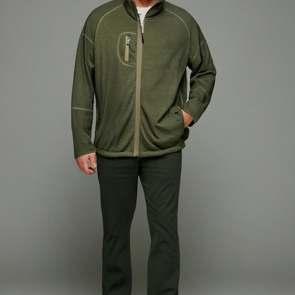 Big Sky Jacket Men Size 2X-Large Green Front Zip 3 Pockets Bottom Drawstrings